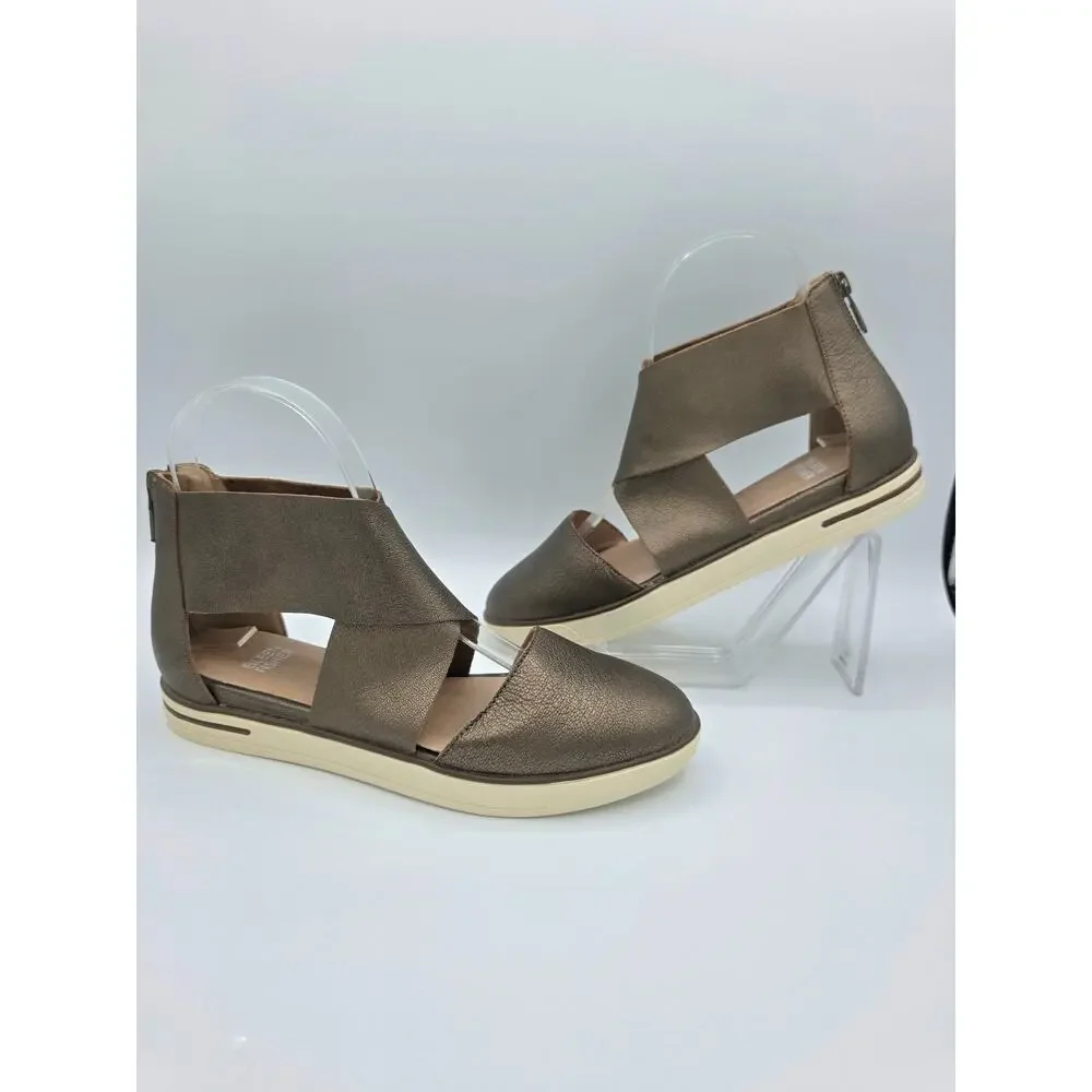 Eileen Fisher Leather Flats Womens 6.5 Bronze Metallic Comfort Shoes NEW